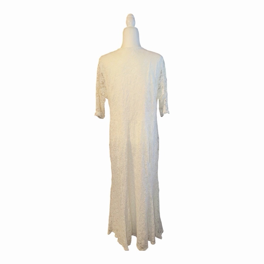 Pinup Fashion White Lace Mermaid Maxi Dress Plus Size Formal Bridal Cottagecore - Picture 4 of 7